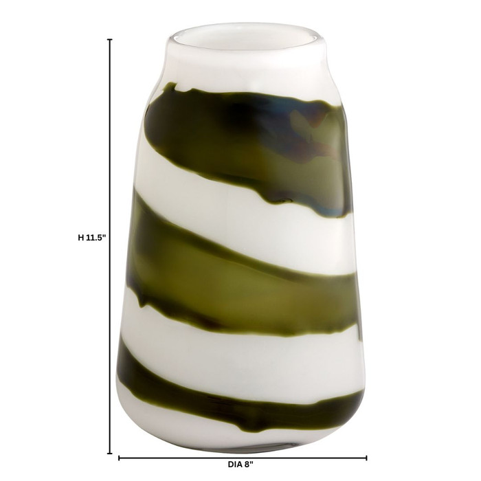 Medium Denali Vase in Iridescent White & Green by Cyan Design