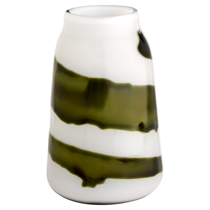 Medium Denali Vase in Iridescent White & Green by Cyan Design