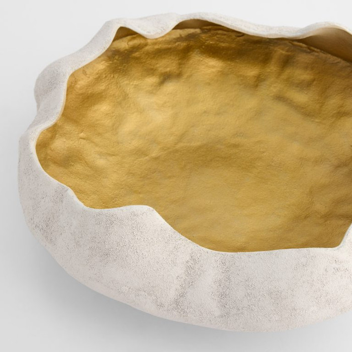 Small Selene Low Bowl in White & Gold by Cyan Design