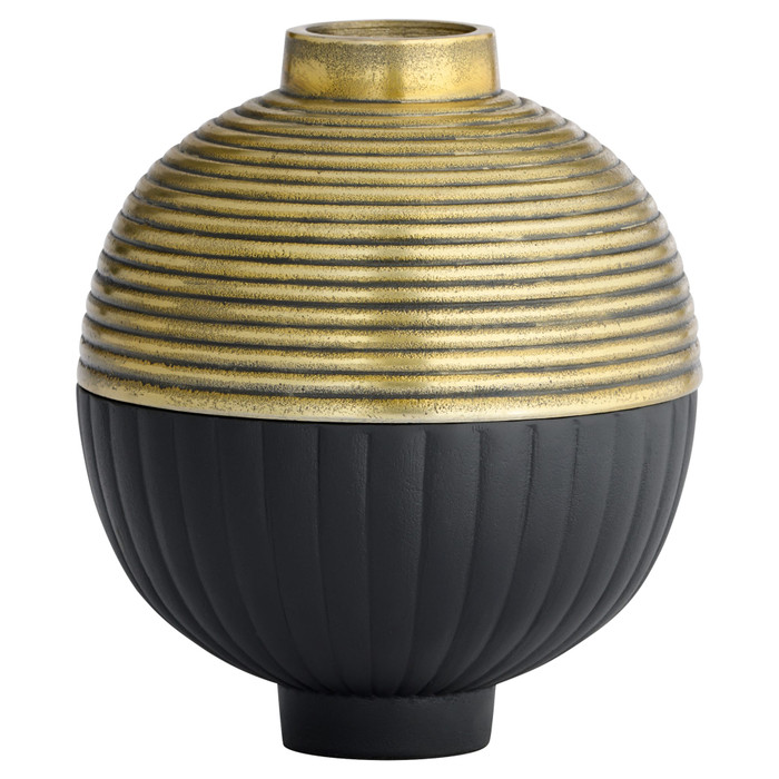 Orb Box in Matte Black & Antique Brass by Cyan Design