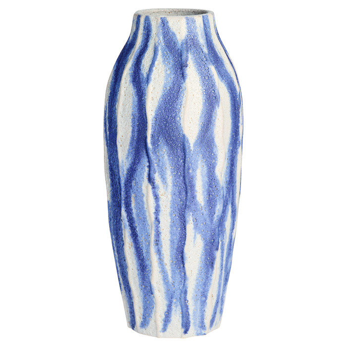 Cyan Design - Ripple Vase | Chalk White | Blue – Tall 