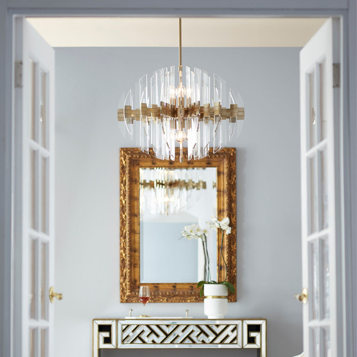 Zion 30″ Oval 8-Light Pendant in Aged Brass by Cyan Design