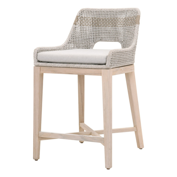 Essentials For Living - Tapestry Outdoor Counter Stool in Taupe & White Flat Rope