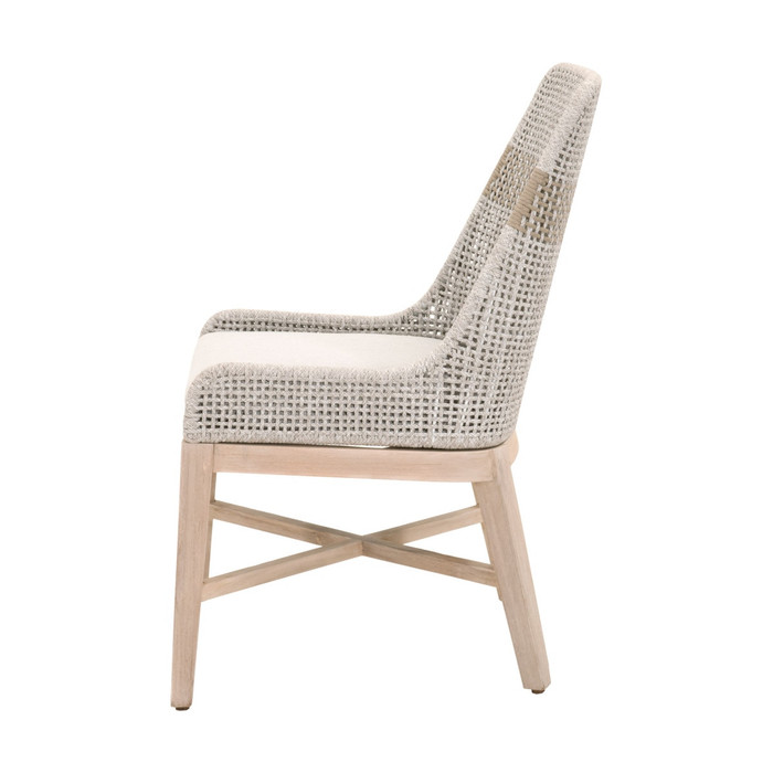 Essentials For Living - Tapestry Outdoor Dining Chair in Taupe & White Flat Rope, Set of 2
