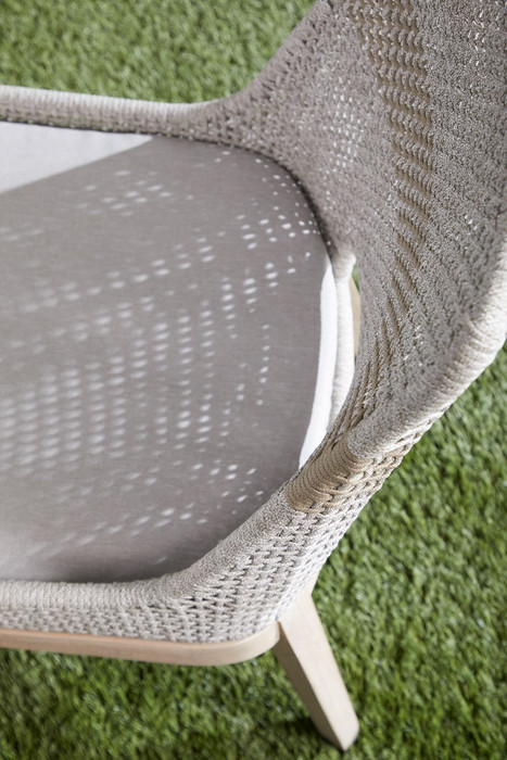 Essentials For Living - Tapestry Outdoor Dining Chair in Taupe & White Flat Rope, Set of 2