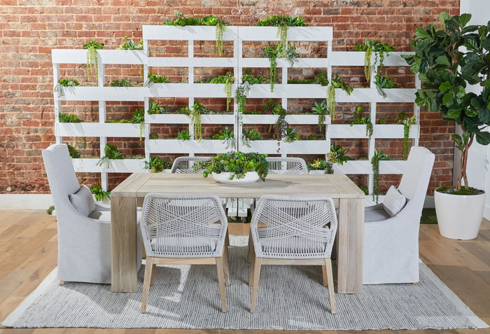 Essentials For Living - Loom Outdoor Dining Chair in Taupe & White Flat Rope, Set of 2