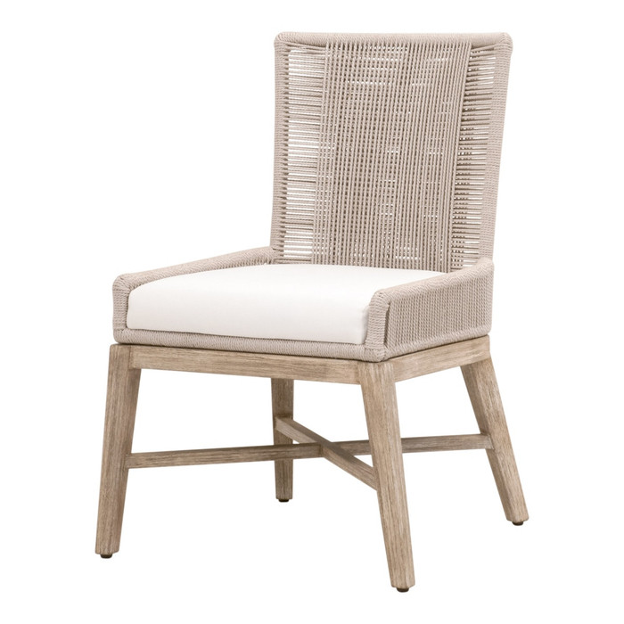 Essentials For Living Overlay Dining Chair in Oyster Twist Rope, LiveSmart Peyton Pearl, Natural Gray Mahogany (Set of 2)