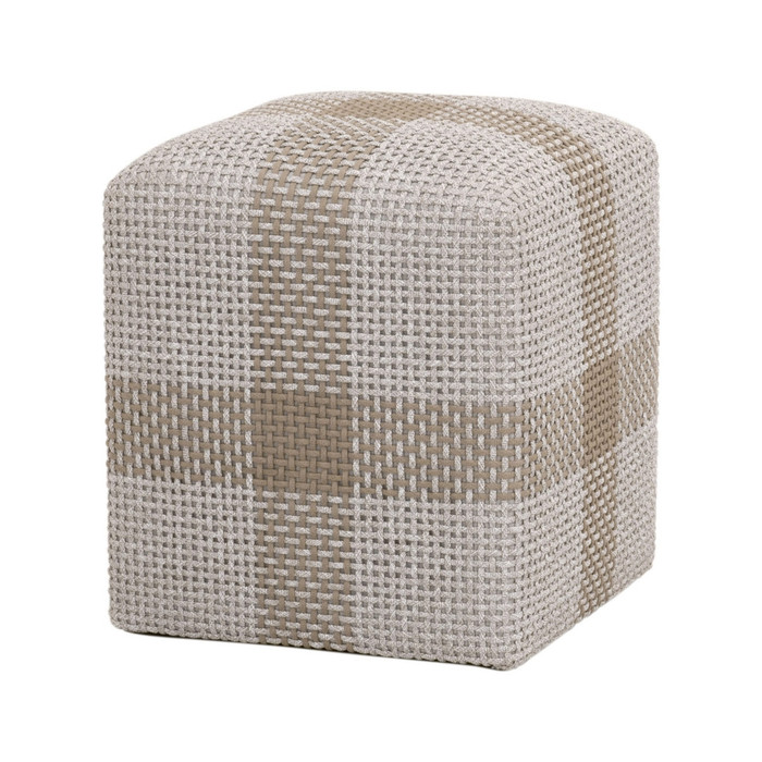 Essentials For Living - Cross Accent Cube in Taupe & White Flat Rope
