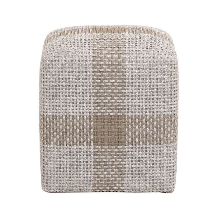 Essentials For Living - Cross Accent Cube in Taupe & White Flat Rope