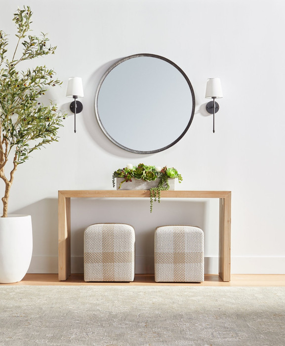 Essentials For Living - Cross Accent Cube in Taupe & White Flat Rope