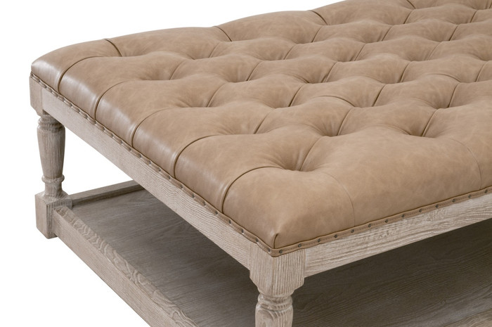 Essentials For Living - Townsend Tufted Upholstered Rectangle Coffee Table in Ivanhoe Toast