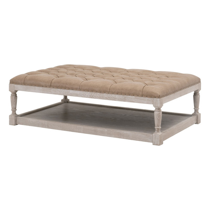 Essentials For Living - Townsend Tufted Upholstered Rectangle Coffee Table in Ivanhoe Toast