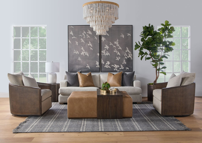 Essentials For Living - Dovetail Upholstered Coffee Table in Ivanhoe Toast