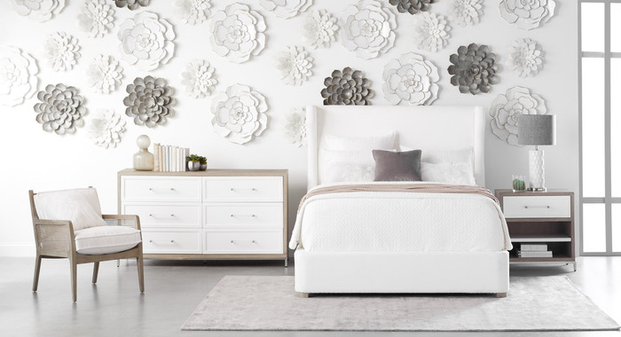 Essentials For Living - Wrenn 6-Drawer Double Dresser in Natural Gray Acacia, Matte White, Brushed Stainless Steel