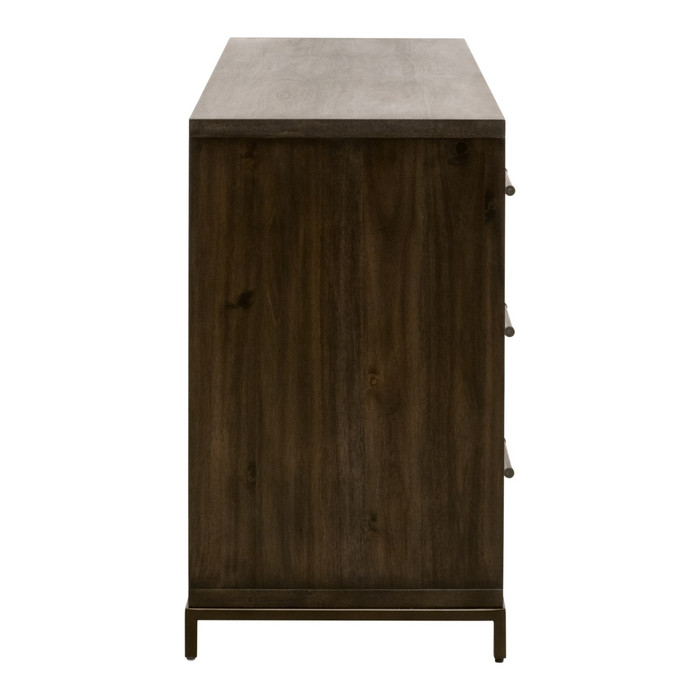 Essentials For Living - Wrenn 6-Drawer Double Dresser in Burnished Brown Acacia, Matte White, Antique Bronze