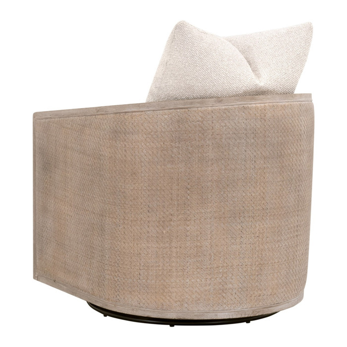 Essentials For Living - McGuire Swivel Club Chair in LiveSmart Gellar-Linen, Natural Gray Oak & Cane