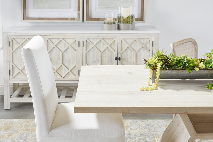 Essentials For Living Levi Slipcover Dining Chair in LiveSmart Peyton Pearl, Natural Gray Birch