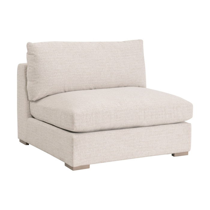 Essentials For Living - Newport Outdoor Modular 1-Seat Armless Chair in LiveSmart Shapiro-Sand, Desert Accoya