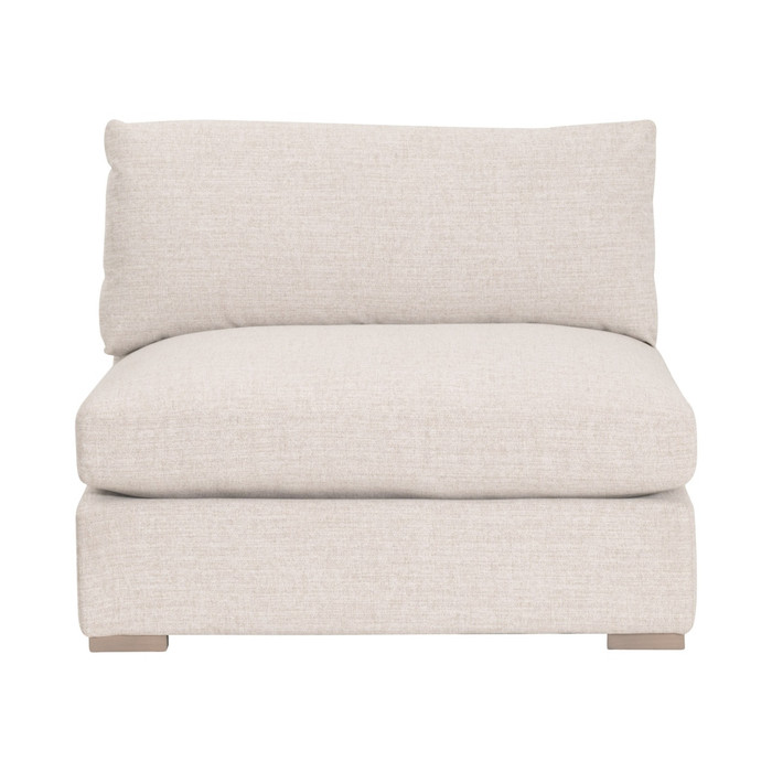 Essentials For Living - Newport Outdoor Modular 1-Seat Armless Chair in LiveSmart Shapiro-Sand, Desert Accoya
