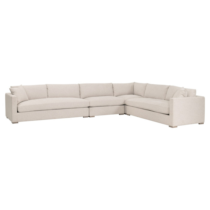 Essentials For Living - Newport Outdoor Modular 1-Seat Armless Chair in LiveSmart Shapiro-Sand, Desert Accoya