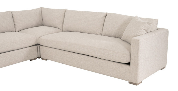 Essentials For Living - Newport Outdoor Modular 1-Seat Armless Chair in LiveSmart Shapiro-Sand, Desert Accoya