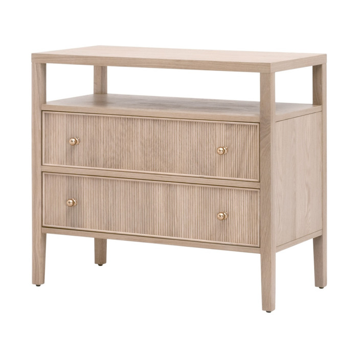 Essentials For Living - Highland Open Shelf, 2-Drawer Nightstand in Natural Oak