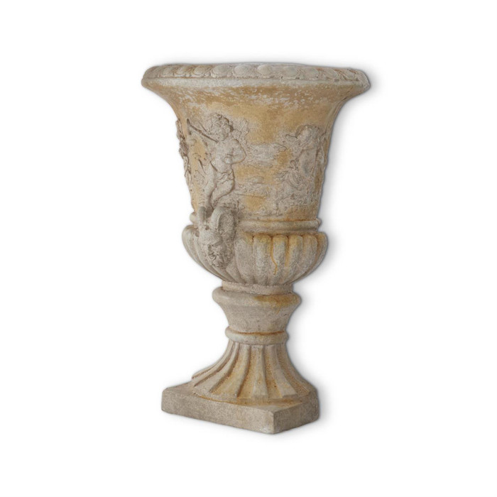 K&K Interiors 30.5 Inch Tan & Rust Weathered Cherub Wall Hanging Urn
