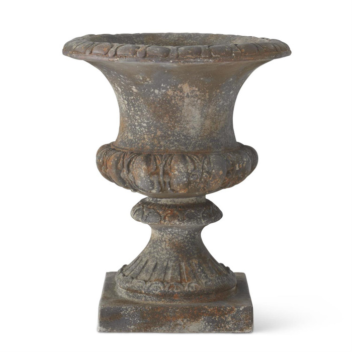 K&K Interiors 24 Inch Gray & Rust Weathered Urn