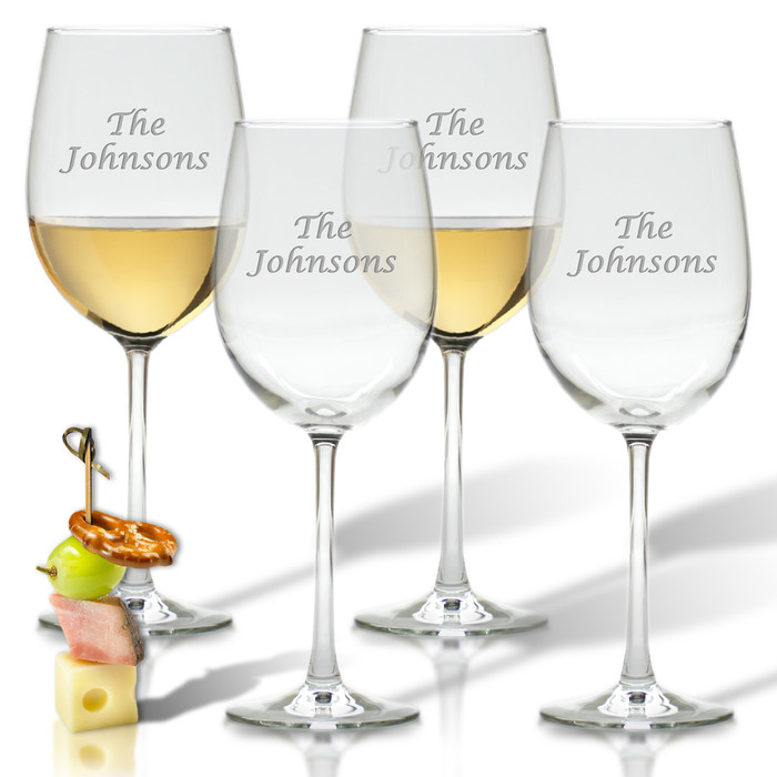 Personalized Stemmed Wine Glasses Set By Carved Solutions