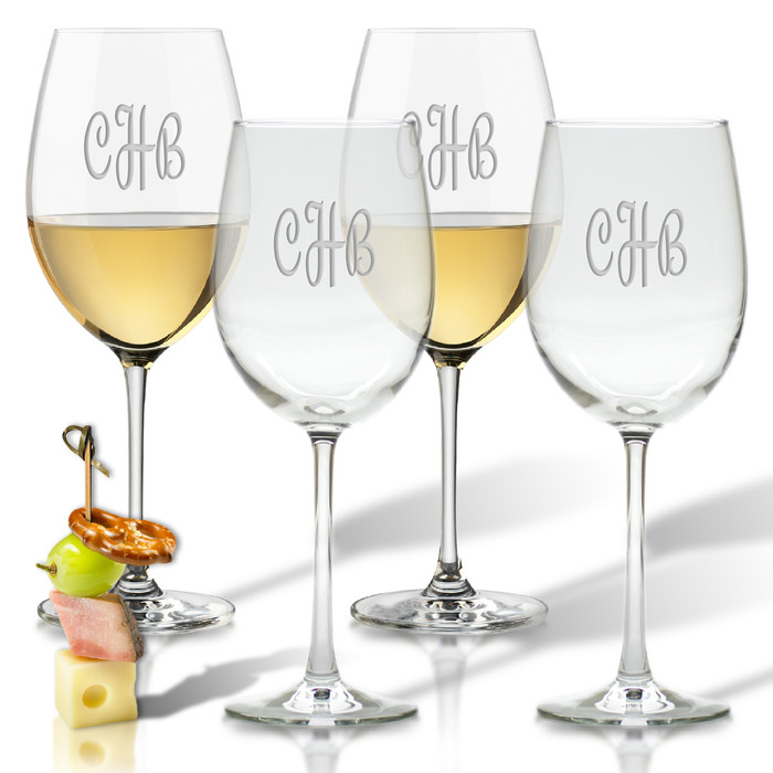 Personalized Stemmed Wine Glasses Set By Carved Solutions
