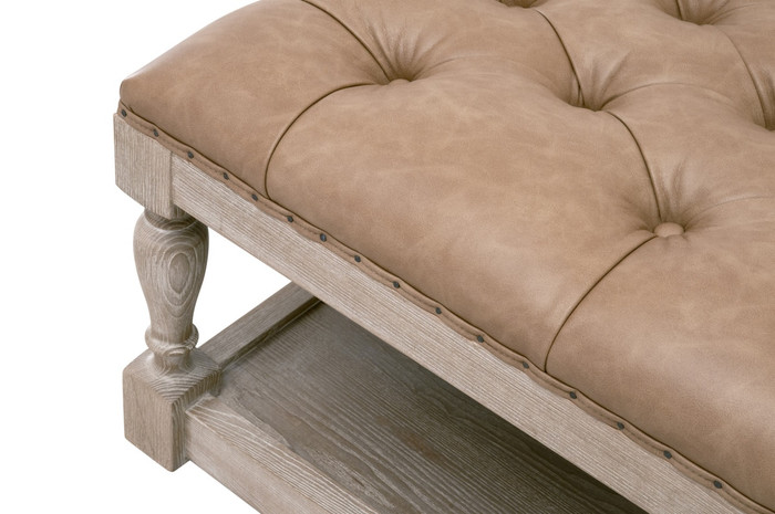 Essentials For Living - Townsend Tufted Upholstered Coffee Table in Ivanhoe-Toast