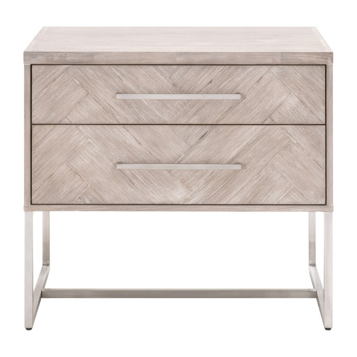 Essentials For Living - Mosaic 2-Drawer Nightstand in Natural Gray Acacia