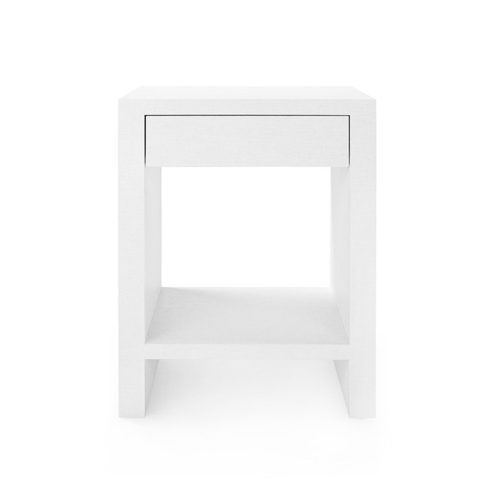 Villa & House - Morgan Grasscloth 1-Drawer Side Table, Chiffon White