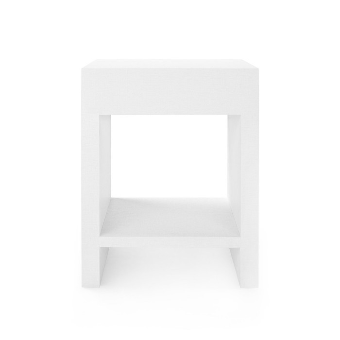 Villa & House - Morgan Grasscloth 1-Drawer Side Table, Chiffon White