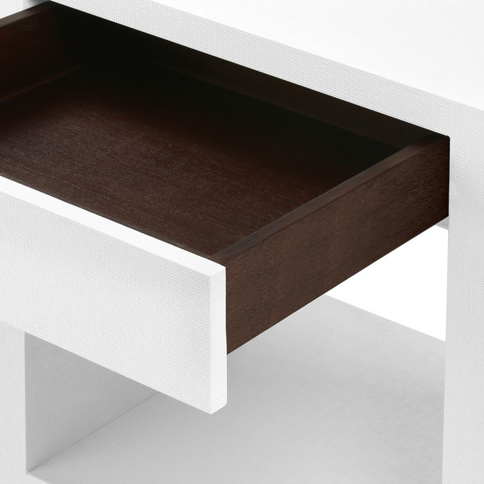 Villa & House - Morgan Grasscloth 1-Drawer Side Table, Chiffon White