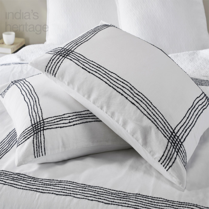 Ellora Casa by India's Heritage Pure Linen Shams in White