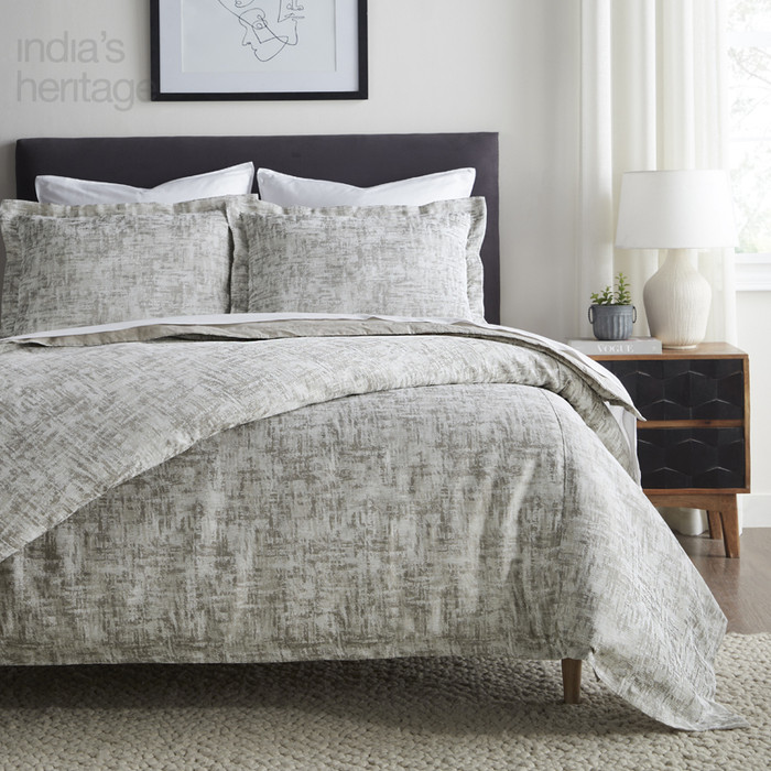 Ellora Casa by India's Heritage Dakota Cotton Shams in Grey