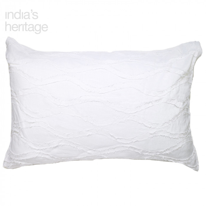 Ellora Casa by India's Heritage Fraying Euro Shams in White