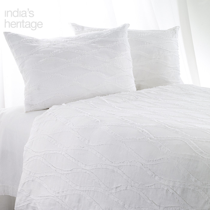 Ellora Casa by India's Heritage Fraying Euro Shams in White