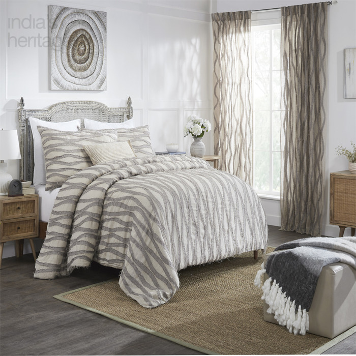 Ellora Casa by India's Heritage Fraying Euro Shams in Natural