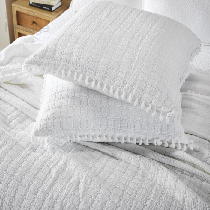 Ellora Casa by India's Heritage Chelsea Euro Shams in White 