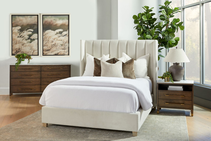 Essentials For Living - Chandler Queen Bed in Cream Velvet