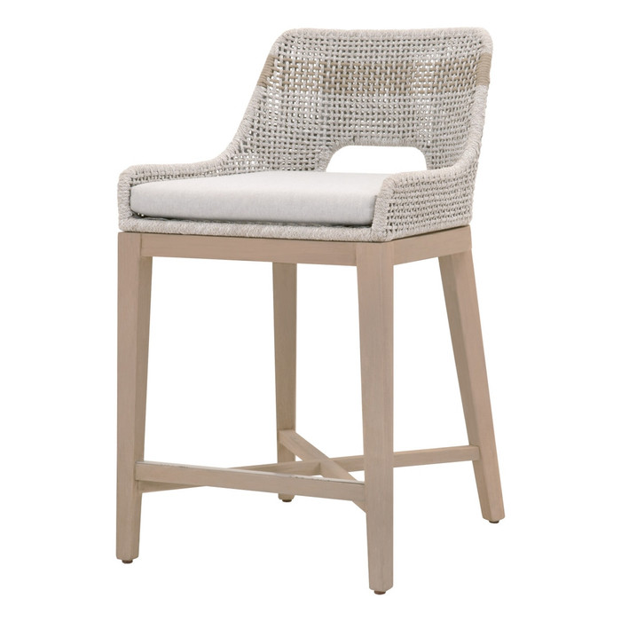 Essentials For Living - Tapestry Outdoor Counter Stool, Taupe & White Flat Rope