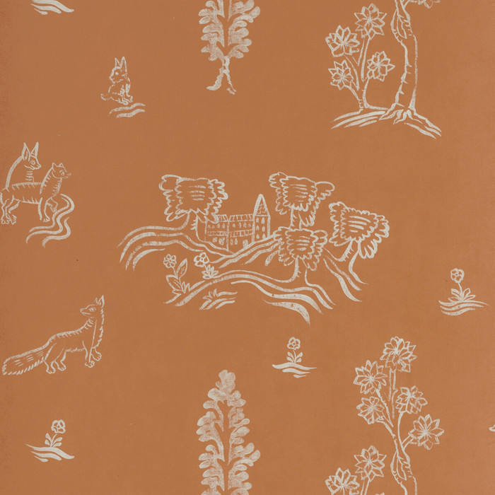 Wychwood in Melon Orange, Wallcovering by Kravet Couture