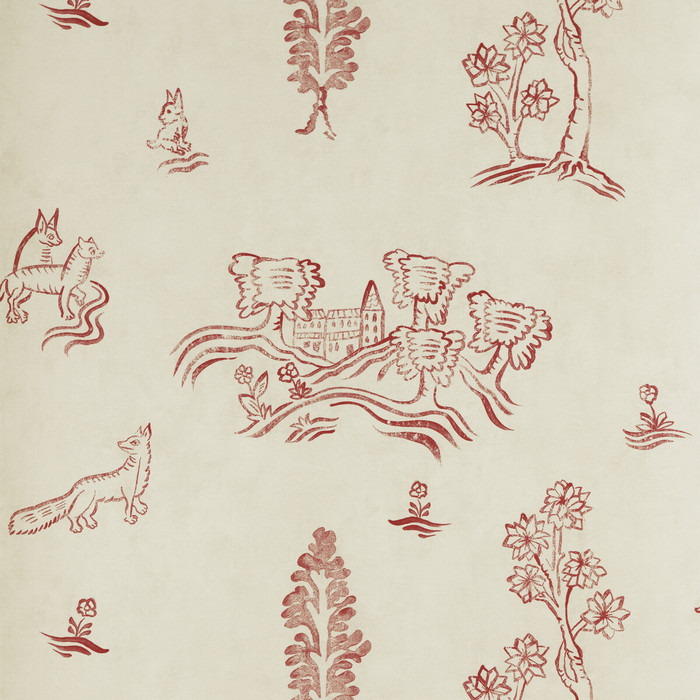 Wychwood in Huntsman Red, Wallcovering by Kravet Couture