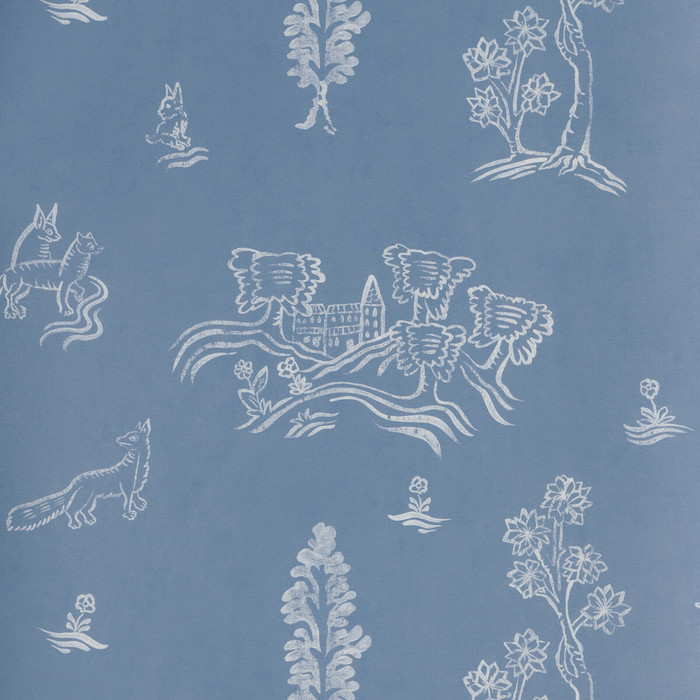 Wychwood in Happy Blue, Wallcovering by Kravet Couture