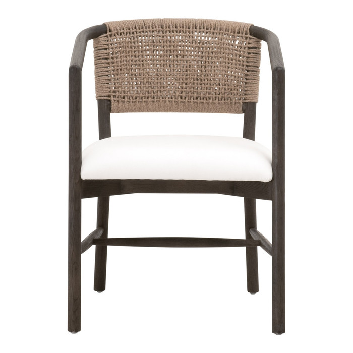 Essentials For Living - Juxtaposition Accent Chair in LiveSmart Peyton Pearl, Matte Brown Oak, Jute Twine