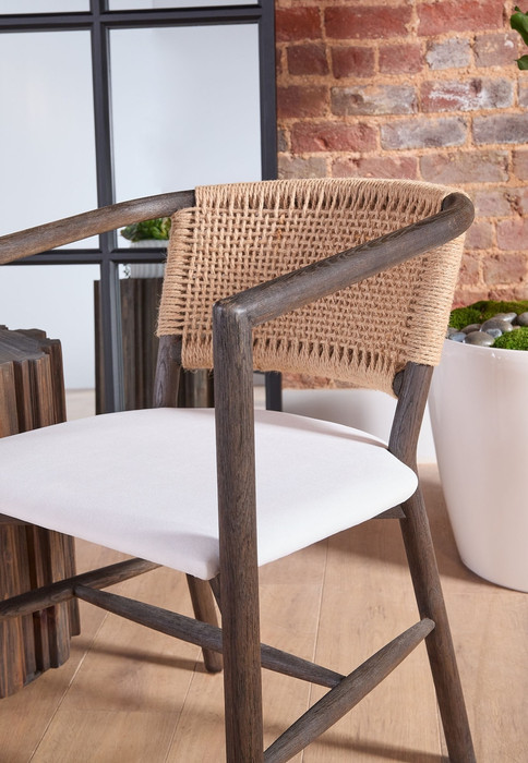 Essentials For Living - Juxtaposition Accent Chair in LiveSmart Peyton Pearl, Matte Brown Oak, Jute Twine