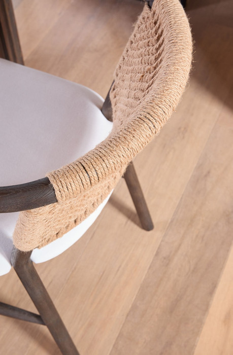 Essentials For Living - Juxtaposition Accent Chair in LiveSmart Peyton Pearl, Matte Brown Oak, Jute Twine