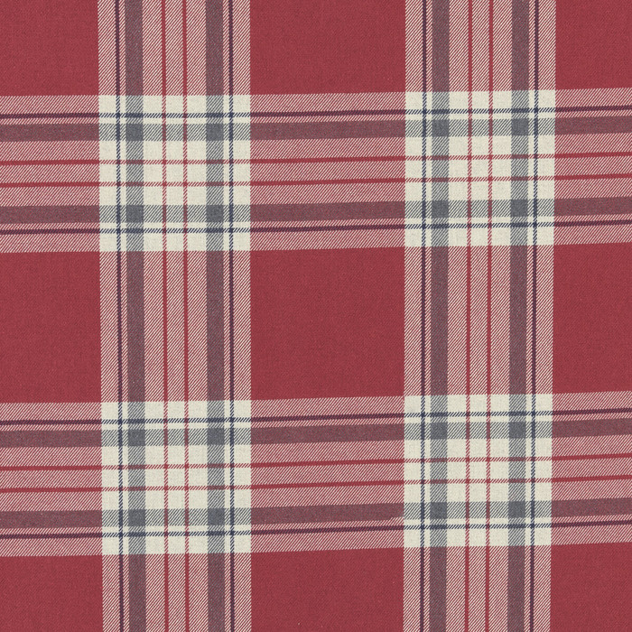 Glenmore in Red, Multipurpose Fabric by Clarke & Clarke